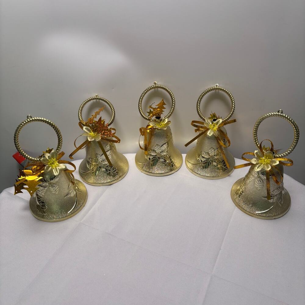 Bell Plastic Ornaments Lot of 5